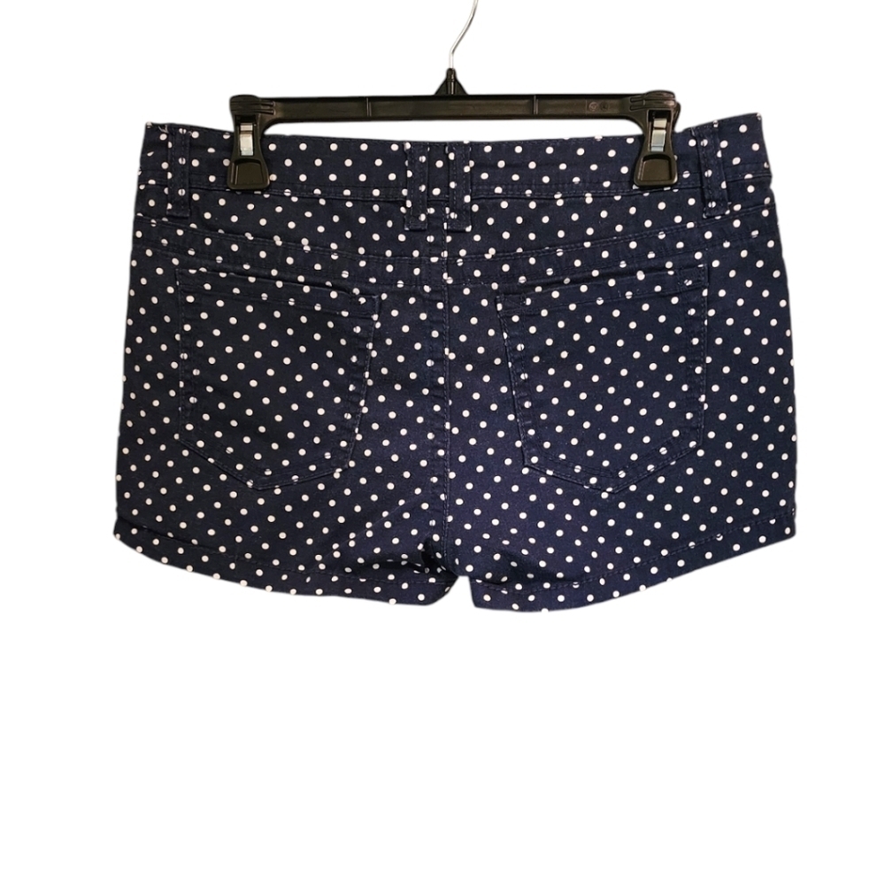 No Boundaries Blue and White Polka Dot Juniors Denim Shorts, Size 13 - Picture 2 of 6